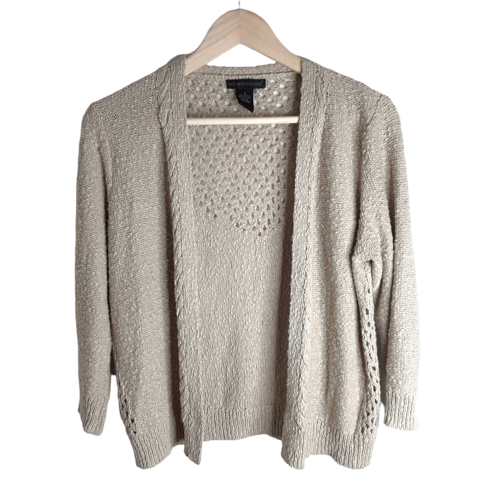 Preswick & Moore Cardigan Sweater Bumpy Beige Crochet Women's Size S